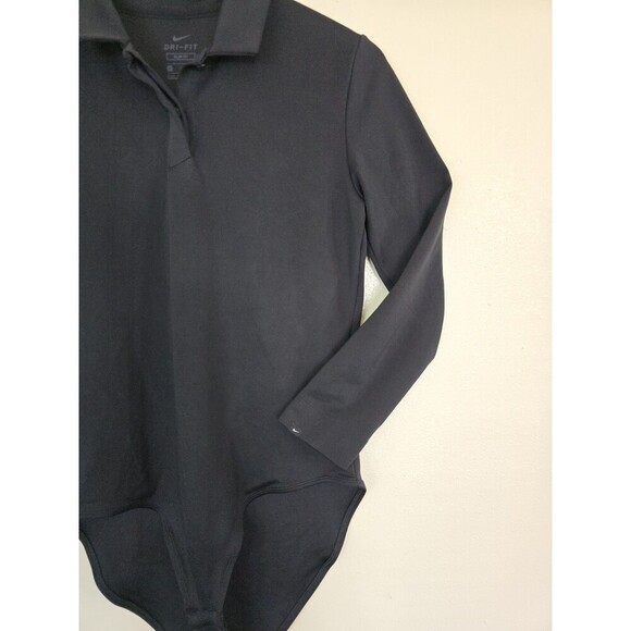 Nike DRI-FIT Forever Tucked Womens Polo Bodysuit Size Small Black - Picture 2 of 10